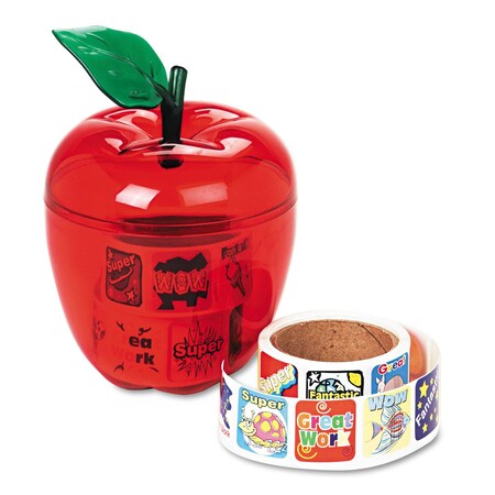 Pacon Stickers in Plastic Apple, Reward, Assorted Colors, 600PK 51480